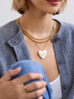 Mille Bubble Heart Custom Initial Necklace - Turquoise