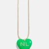 Mille Bubble Heart Custom Initial Necklace - Bright Green