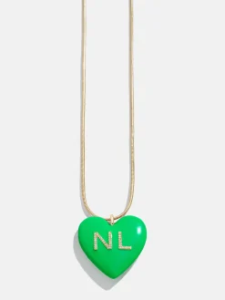 Mille Bubble Heart Custom Initial Necklace - Bright Green