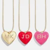 Millie Bubble Heart Custom Initial Necklace - Hot Pink