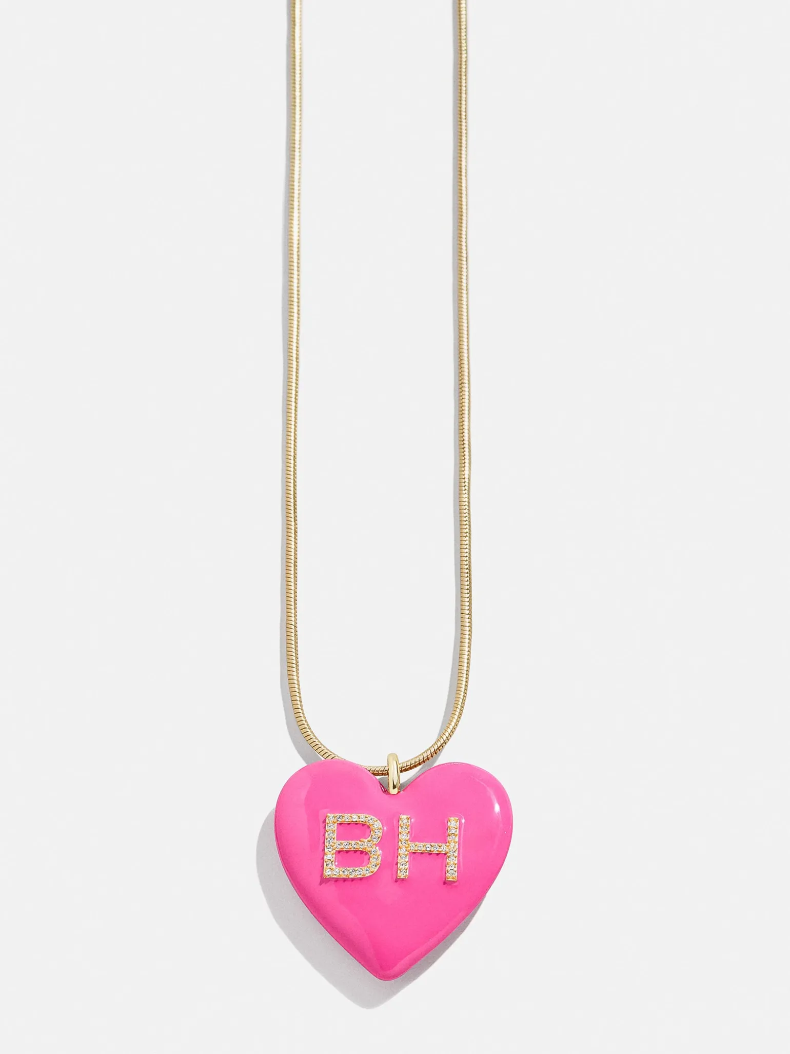 Millie Bubble Heart Custom Initial Necklace - Hot Pink