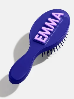 Mini Block Font Custom Hair Brush  - Navy/Light Purple
