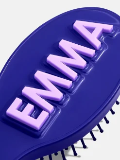 Mini Block Font Custom Hair Brush  - Navy/Light Purple
