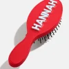 Mini Block Font Custom Hair Brush  - Red/Light Blue