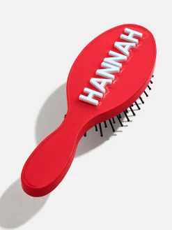 Mini Block Font Custom Hair Brush  - Red/Light Blue