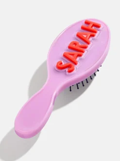 Mini Block Font Custom Hair Brush - Light Purple/Red