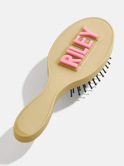 Mini Block Font Custom Hair Brush - Beige/Pink