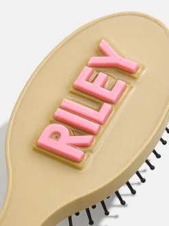 Mini Block Font Custom Hair Brush - Beige/Pink