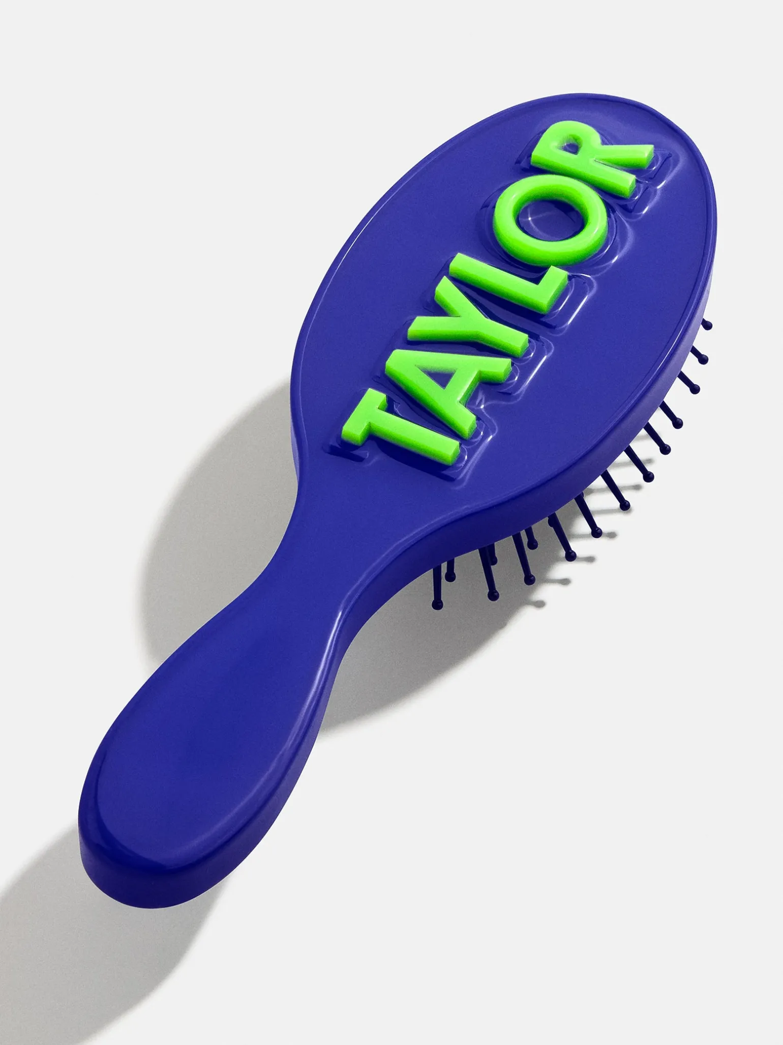 Mini Block Font Custom Hair Brush - Navy/Green