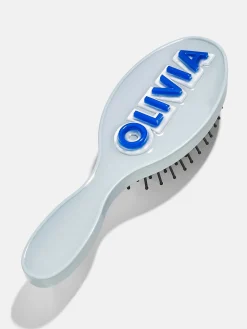 Mini Block Font Custom Hair Brush - Pale Blue/Cobalt Blue