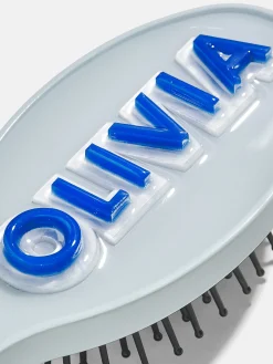 Mini Block Font Custom Hair Brush - Pale Blue/Cobalt Blue