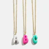 Mini Bubble Initial Enamel Necklace - White