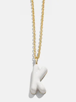Mini Bubble Initial Enamel Necklace - White