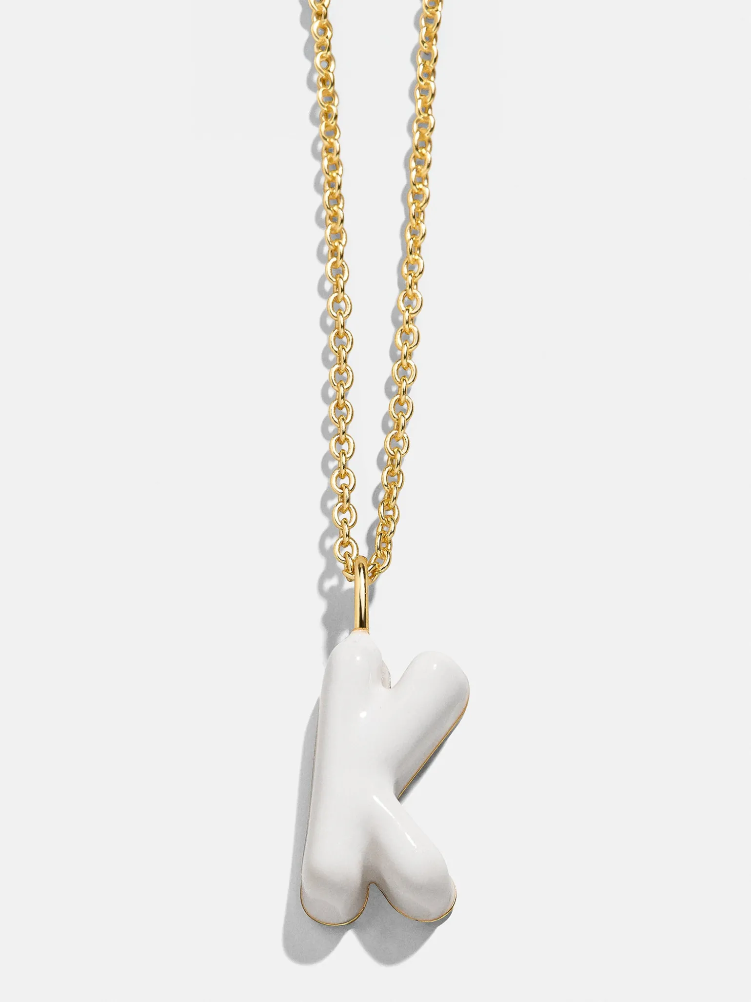 Mini Bubble Initial Enamel Necklace - White