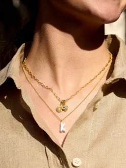 Mini Bubble Initial Enamel Necklace - White
