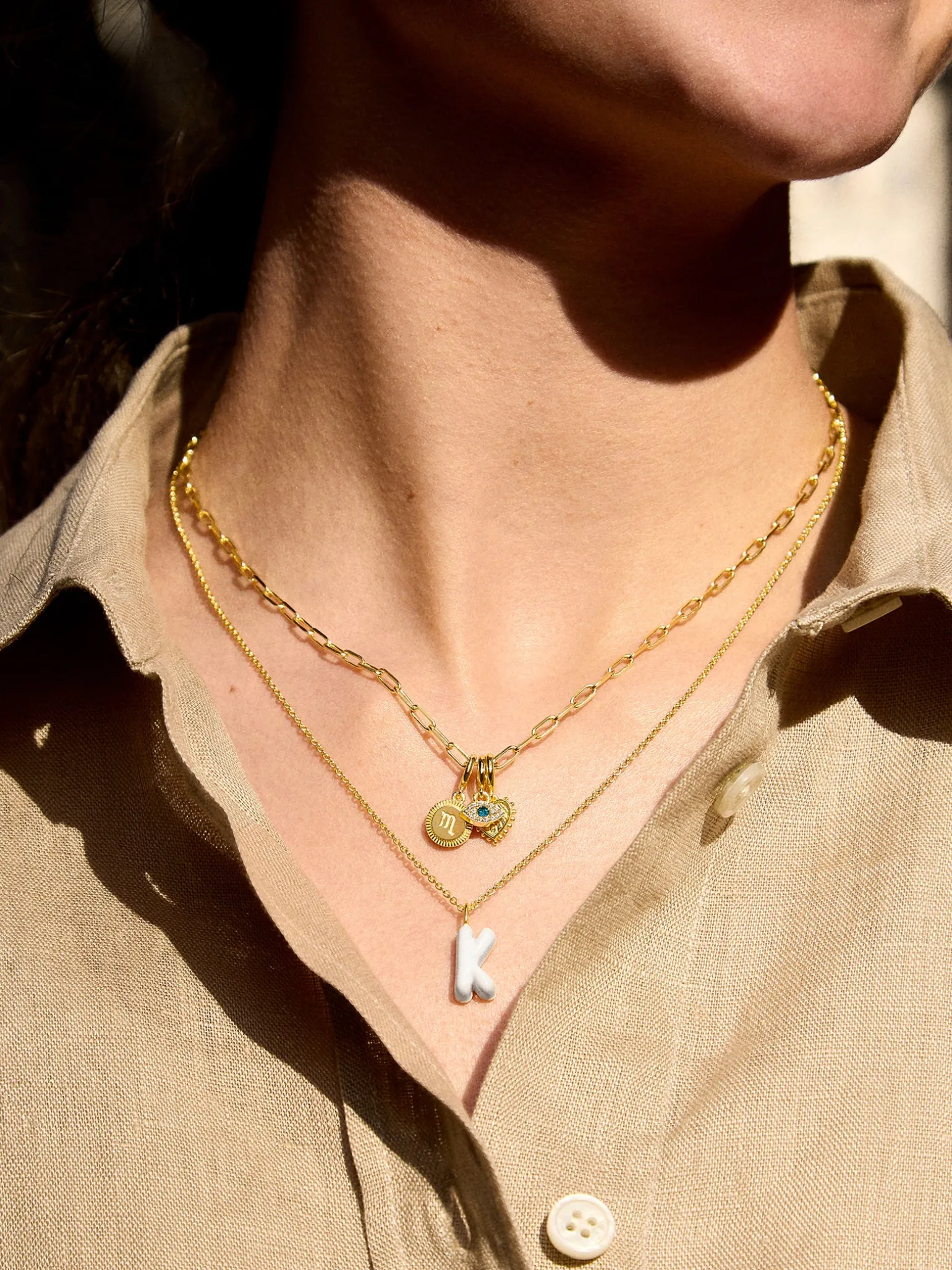Mini Bubble Initial Enamel Necklace - White