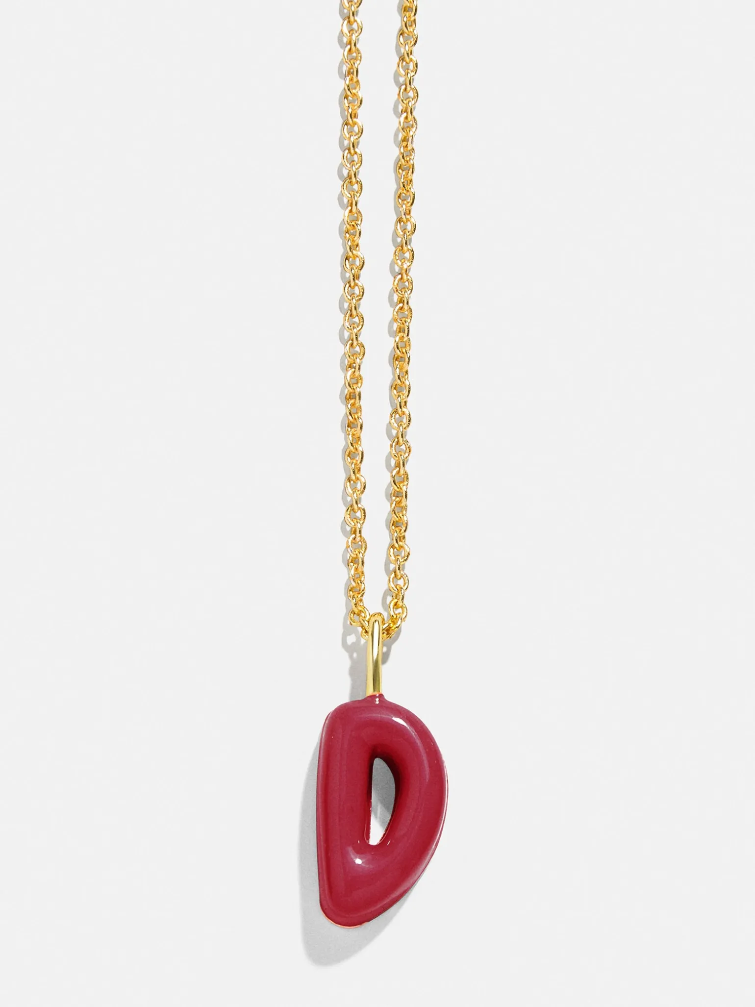 Mini Bubble Initial Enamel Necklace - Dark Red