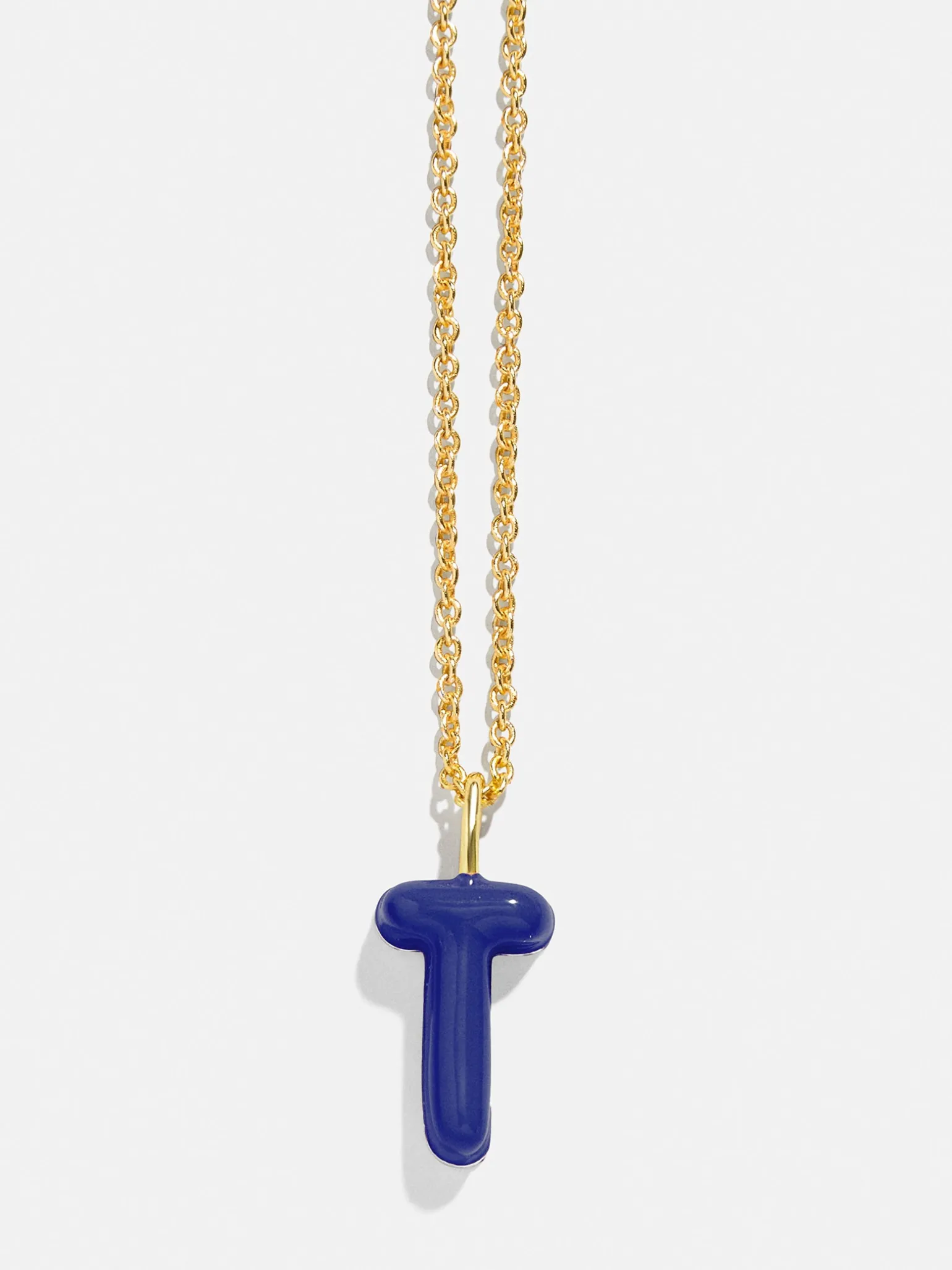 Mini Bubble Initial Enamel Necklace - Dark Blue