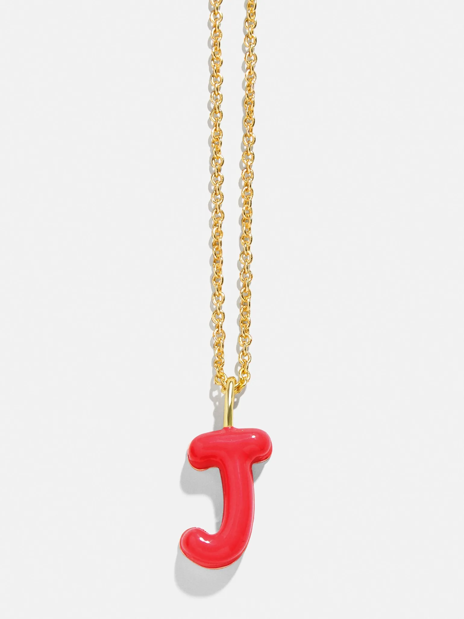 Mini Bubble Initial Enamel Necklace - Red