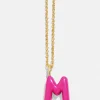 Mini Bubble Initial Enamel Necklace - Hot Pink