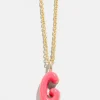 Mini Bubble Initial Enamel Necklace - Coral