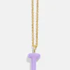 Mini Bubble Initial Enamel Necklace - Lavender