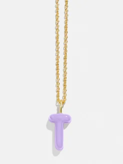 Mini Bubble Initial Enamel Necklace - Lavender