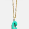 Mini Bubble Initial Enamel Necklace - Turquoise