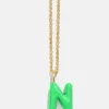 Mini Bubble Initial Enamel Necklace - Bright Green