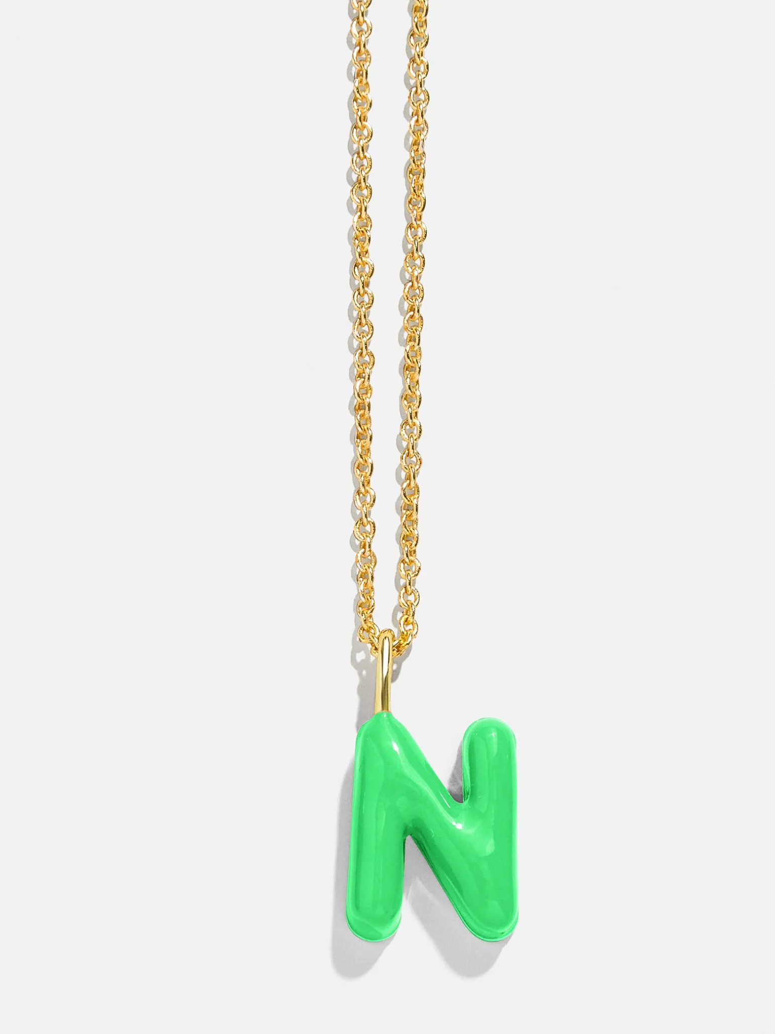 Mini Bubble Initial Enamel Necklace - Bright Green