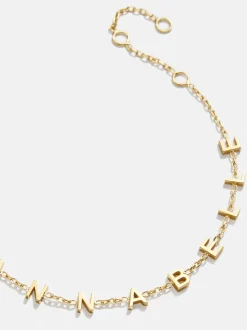 Mini 18K Gold Vermeil Custom Spaced Letter Name Bracelet - 18K Gold Vermeil