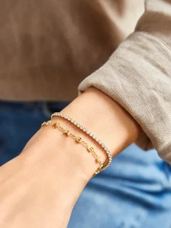Mini 18K Gold Vermeil Custom Spaced Letter Name Bracelet - 18K Gold Vermeil