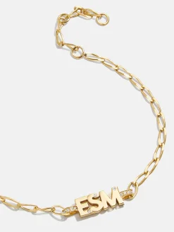 Mini 18K Gold Vermeil Custom Initial Bracelet - Gold/Pavé