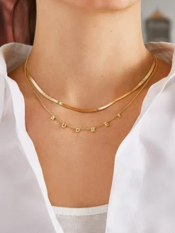 Mini 18K Gold Vermeil Spaced Letter Custom Name Necklace - 18K Gold Vermeil