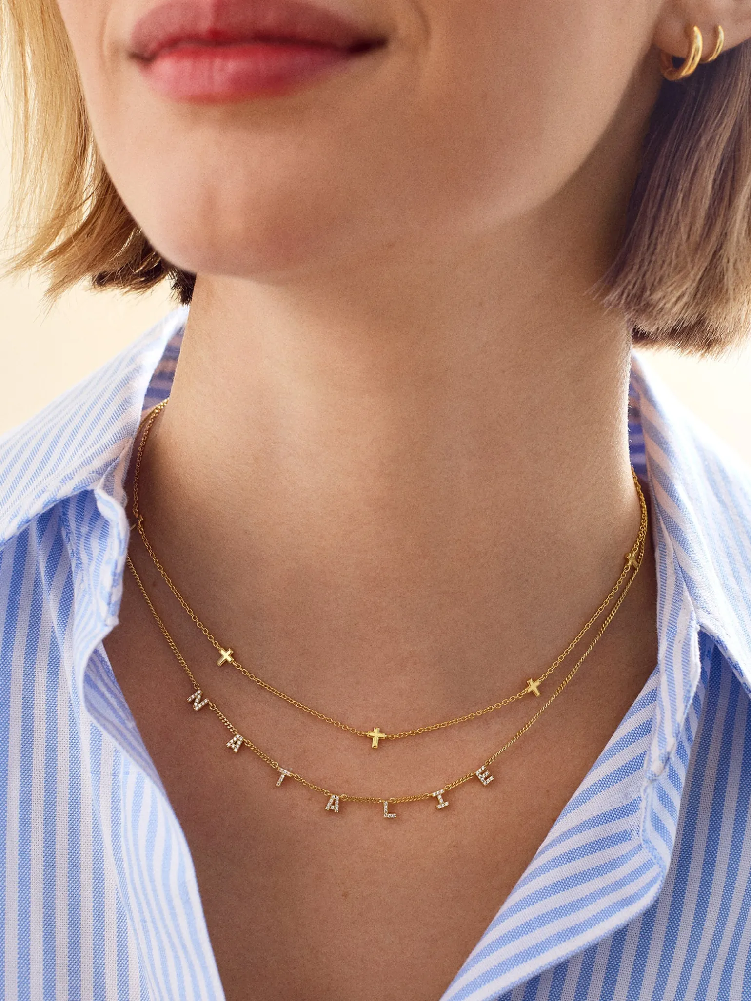 Mini 18K Gold Vermeil Spaced Letter Custom Name Necklace - 18K Gold Vermeil