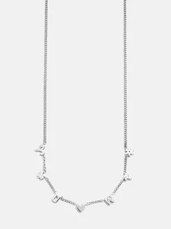 Mini Sterling Silver Custom Icon Necklace - Sterling Silver. Pavé Cubic Zirconia Stones