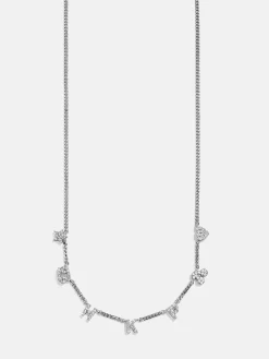 Mini Sterling Silver Custom Icon Necklace - Sterling Silver. Pavé Cubic Zirconia Stones