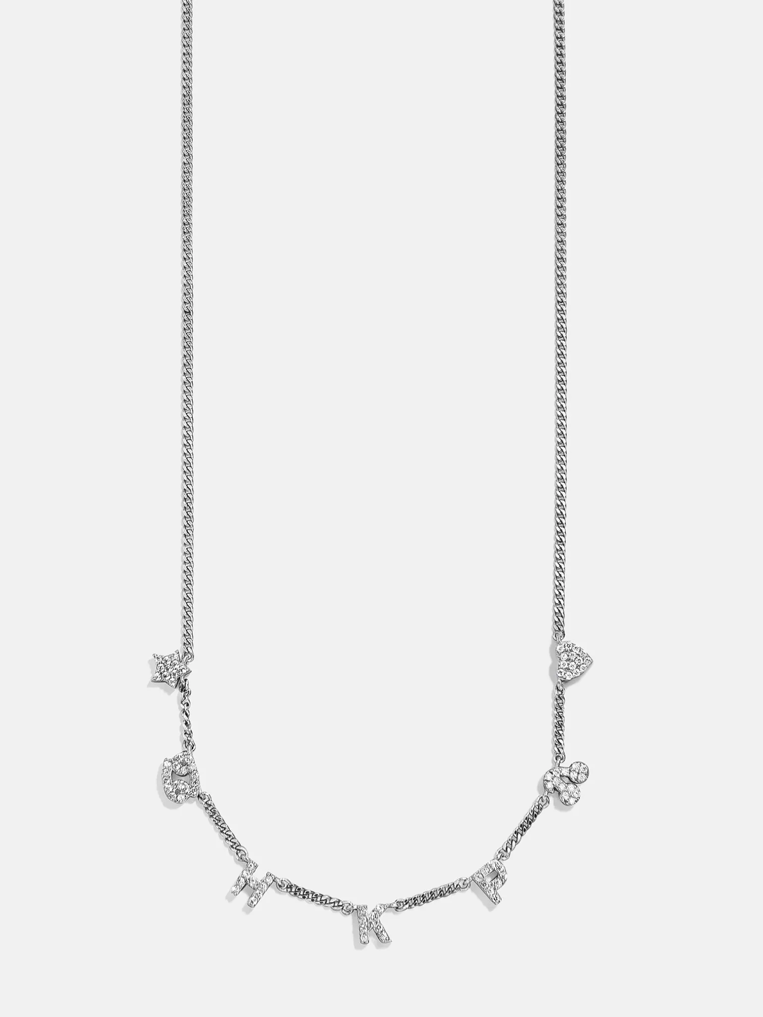 Mini Sterling Silver Custom Icon Necklace - Sterling Silver. Pavé Cubic Zirconia Stones