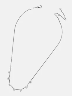 Mini Sterling Silver Custom Icon Necklace - Sterling Silver. Pavé Cubic Zirconia Stones