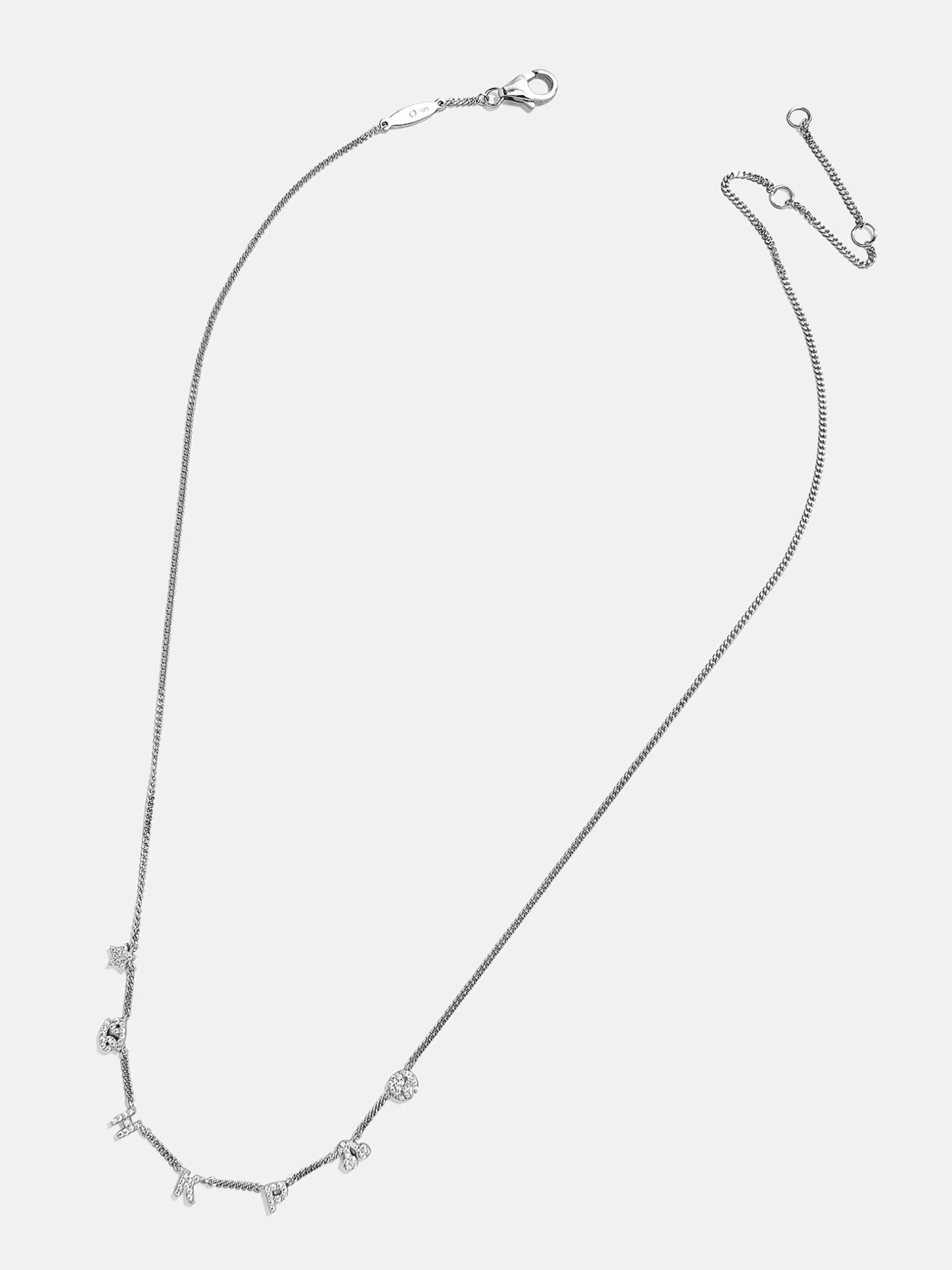 Mini Sterling Silver Custom Icon Necklace - Sterling Silver. Pavé Cubic Zirconia Stones