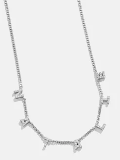 Mini Sterling Silver Spaced Letter Custom Name Necklace - Sterling Silver
