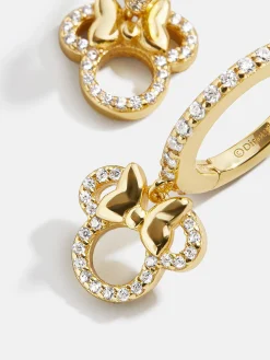 Minnie Mouse Disney 18K Gold Plated Sterling Silver Huggie Charm Earrings - Minnie Mouse
