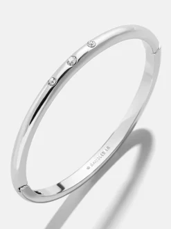 Nadia Classic Hinge Bangle - Classic Thin Silver Triple Bezel