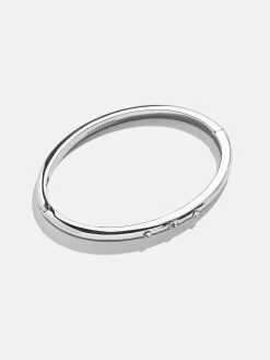 Nadia Classic Hinge Bangle - Classic Thin Silver Triple Bezel
