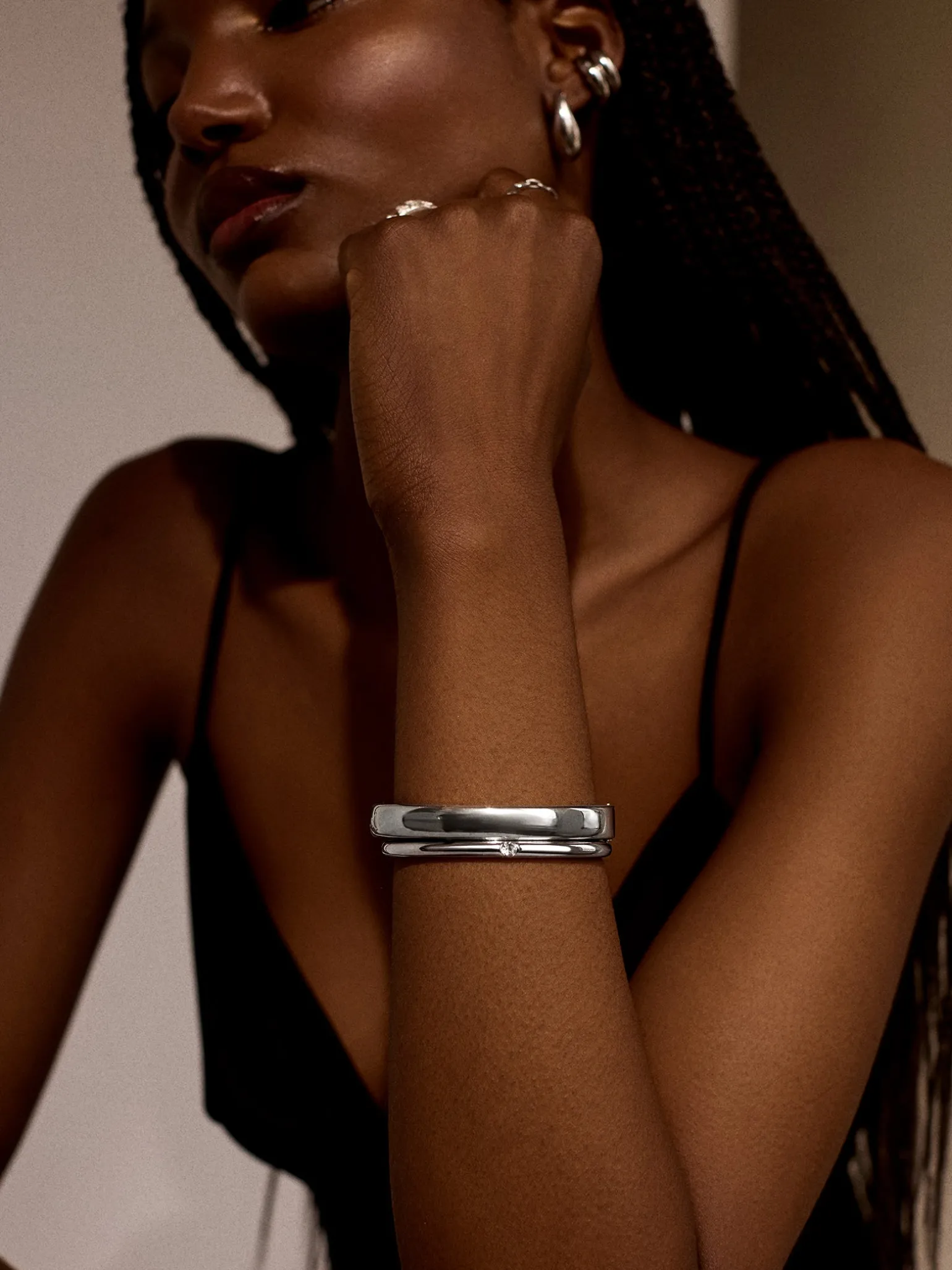 Nadia Classic Hinge Bangle - Classic Thick Silver