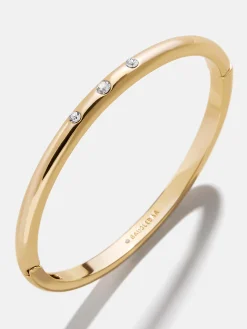 Nadia Classic Hinge Bangle - Classic Thin Gold Triple Bezel