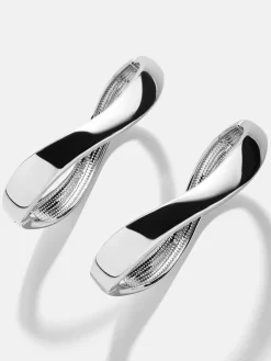 Natalia Wavy Hinge Bangle Set - Silver