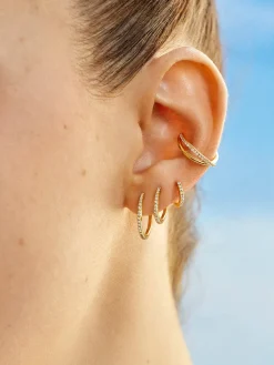 Niata 18K Gold Vermeil Earring Set - 18K Gold Vermeil. Pavé Cubic Zirconia Stones