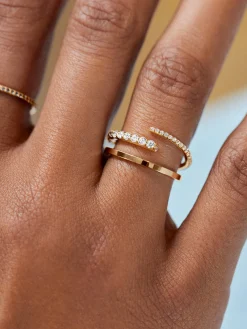 Nicole 18K Gold Vermeil Ring - Gold/Pavé