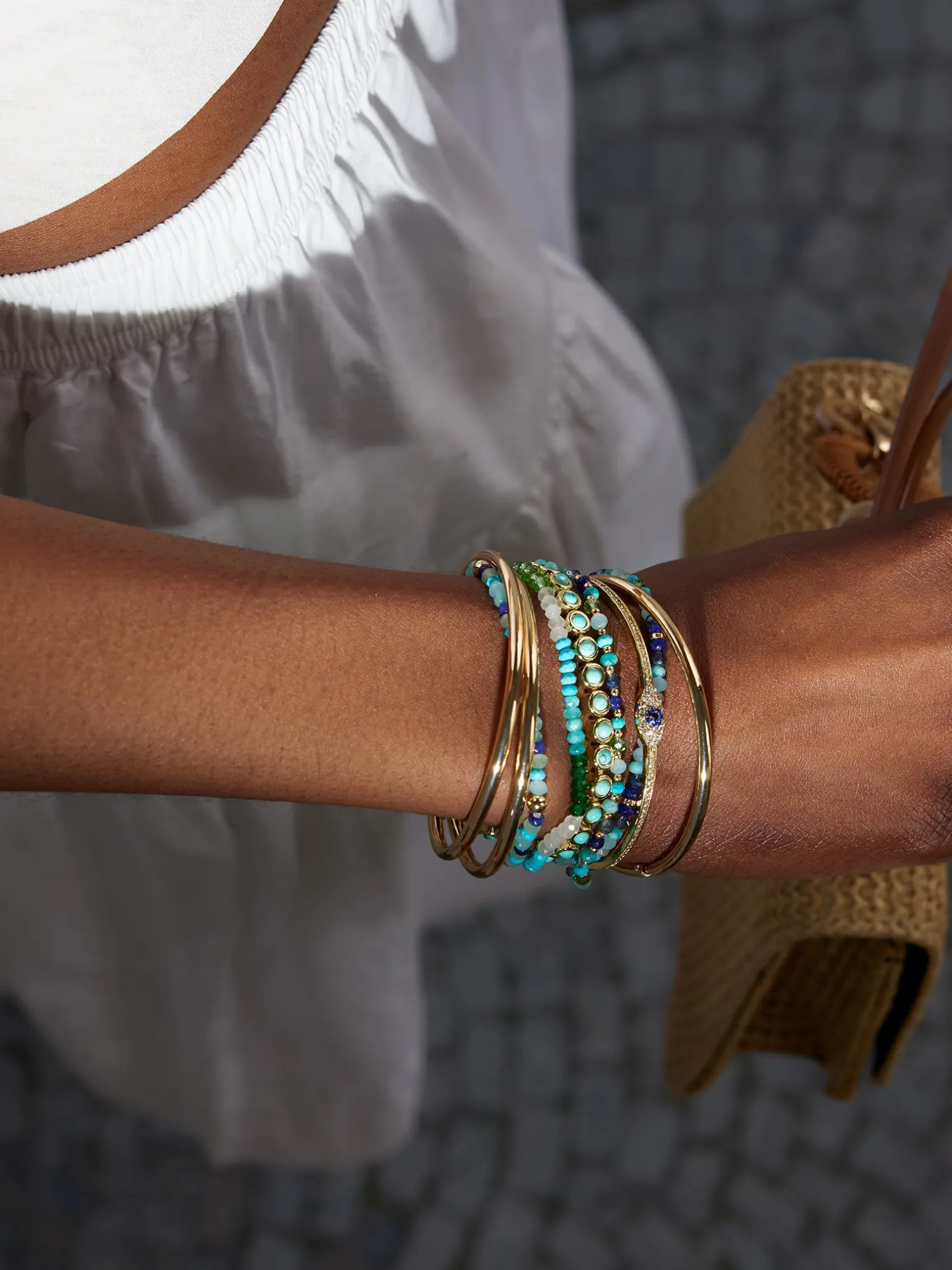 Nina Semi-Precious Bracelet - Gold/Turquoise